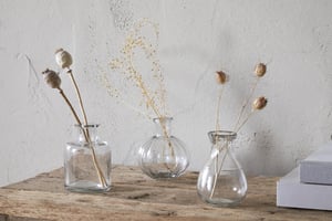 nkuku Mayumi Recycled Glass Bud Vases Set Of 3 | Vases & Planters | Clear