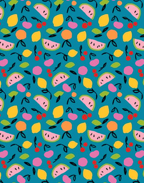 Island Fruits' Wallpaper by Tea Collection - Teal - Traditional / 27 in. x 27 ft.