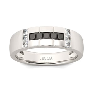 Jeulia Simple Princess Cut Sterling Silver Men's Band