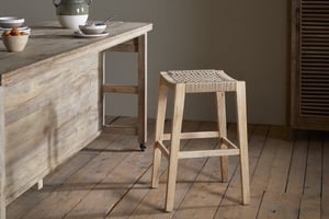 nkuku Aamani Mango Wood & Cord Counter Dining Stool | Seating | One Size | Natural