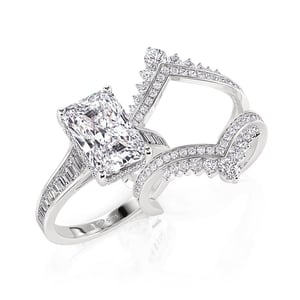 Jeulia Gorgeous Crown Cluster Gradient Puzzle Ring Set Sterling Silver