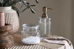 nkuku Ilcoso Recycled Hammered Glass Storage Pot | Bathroom | One Size | Clear