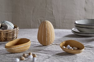 nkuku Surya Recycled Cotton Paper Side Opening Egg | Decorative Accessories | One Size | Ochre & Cream