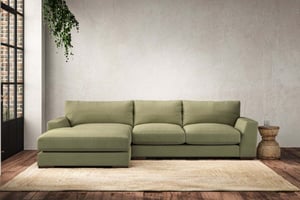 nkuku Guddu Left Hand Chaise Sofa | Make To Order | Medium | Brera Linen Sage