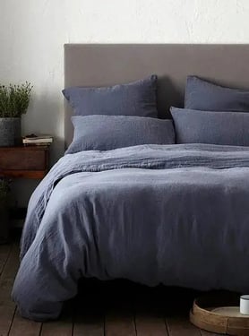 French Blue 100% Linen Bed Set
