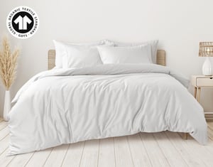 QE Home 300TC Organic Cotton Duvet Cover in White, GOTS Certified, King