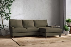 nkuku Marri Large Right Hand Chaise Sofa | Make To Order | Recycled Cotton Moss | No Colour