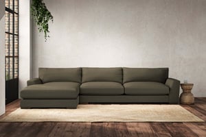 nkuku Guddu Left Hand Chaise Sofa | Make To Order | Grand | Recycled Cotton Moss