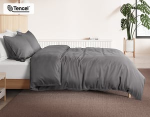 QE Home 350TC BeechBliss TENCEL™ Modal Duvet Cover in Pewter, Grey, King