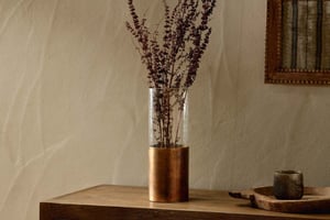 nkuku Khila Metal & Glass Vase | Vases & Planters | One Size | Antique Brass