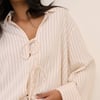 Cream Pinstripe Tie Front Shirt