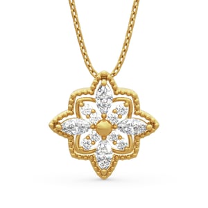 Jeulia Milgrain Floral Sterling Silver Necklace