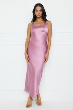 Spotlight Shine Satin Midi Dress Purple