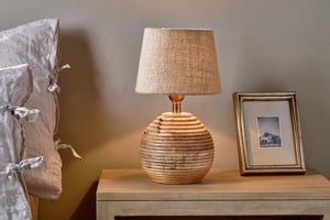 nkuku Drisana Mango Wood Bedside Table Lamp | Lamps | One Size | Natural