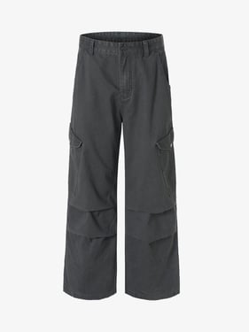 Streetwear Utility Multi-Pocket Straight-Leg Pants - Dark Gray / 2XL