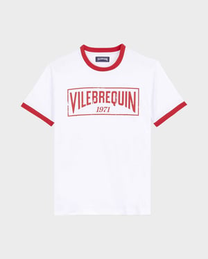Vilebrequin - Men Cotton Light Jersey T-shirt Bicolor Logo - Tee Shirt - Partisol - Red - Size XXXL