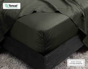 QE Home 350TC BeechBliss TENCEL™ Modal Fitted Sheet in Rainforest, Green, Queen
