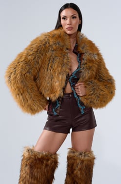 AKIRA Lay Low Faux Fur Bomber Jacket | Size XL