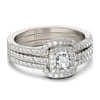 Jeulia 3PC Halo Sterling Silver Ring Set