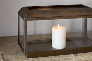 nkuku Kiwanda Wide Lantern | Candles Holders & Lanterns | One Size | Antique Brass