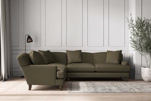nkuku Deni Left Hand Corner Sofa | Make To Order | Super Grand | Recycled Cotton Moss