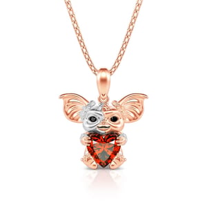 Jeulia Hug Me "Small Evil Monster" Heart Cut Sterling Silver Necklace
