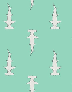 Hammerheads' Wallpaper by Tea Collection - Caribbean - Traditional / 27 in. x 27 ft.