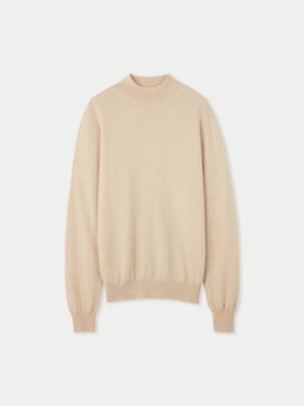 Organic Color Essential Mock Neck Cashmere Sweater - 3XL / Beige / MK34-02