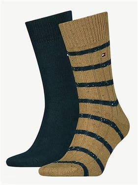 Tommy Jeans 2-Pack Classics Stripe Socks - Desert Khaki - 39/42