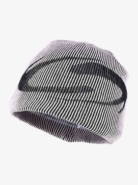 Retro High-Street Striped Graphic Knit Beanie - Light Grey / ONE SIZE