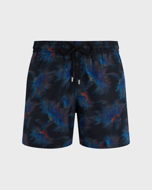 Vilebrequin - Men Silk Swim Shorts Kyoto - Vilebrequin X Maison Bucol - Swimwear - Moopea - Black - Size XXXL