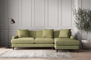 nkuku Deni Large Right Hand Chaise Sofa | Make To Order | Brera Linen Sage | No Colour