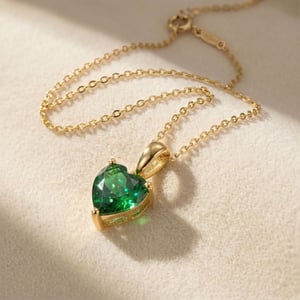 Emerald Love Heart Pendant May Birthstone Necklace
