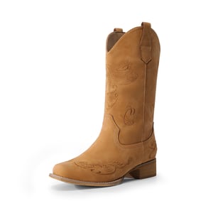 DREAM PAIRS Wide calf Square Toe Embroidered Cowboy Boots