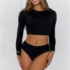BASE Errands All Day Long Sleeve Crop Top Black