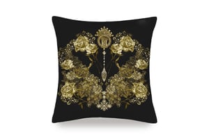 Black & Gold Roses Pure Silk Cushion Cover - 40x40cm