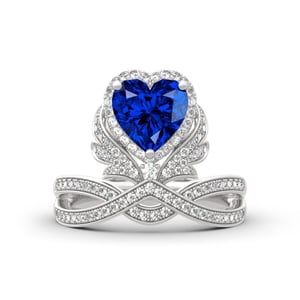Jeulia "Forever By My Side" Angel Wing Heart Cut Sterling Silver Ring
