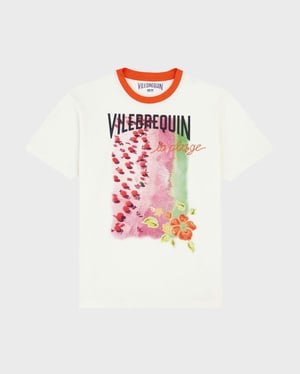 Vilebrequin - Men Cotton T-shirt Vilebrequin La Plage From The Sky - Tee Shirt - Portisol - White - Size XL