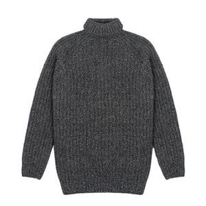 Sunspel Womens Chunky Roll Neck Jumper Black / Grey Twist