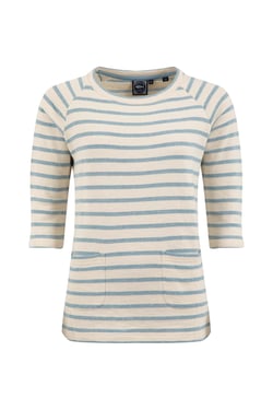 Weird Fish Ives Loopback Stripe Tunic Top Pale Denim Size 8