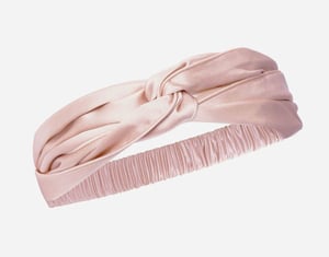 QE Home 100% Mulberry Silk Twist Headband in Blush, Pink