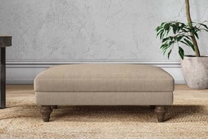 nkuku Marri Dining Footstool | Make To Order | Medium | Brera Linen Pebble