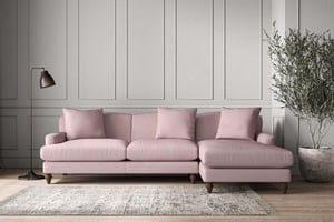 nkuku Deni Large Right Hand Chaise Sofa | Make To Order | Recycled Cotton Lavender | No Colour