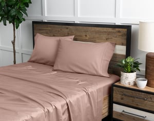 QE Home 310TC Bamboo Cotton Sheet Set in Thistle, Brown, Queen