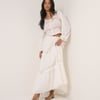 White Tiered Midi Skirt