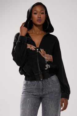 AKIRA Grab My Hand Zip Up Sweatshirt | Black | Size 1X