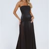 Statement Shine Strapless Satin Maxi Dress Black