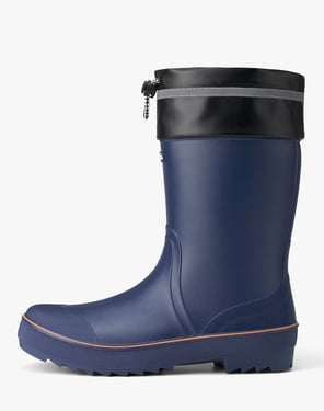 Men's Rubber Mid Calf Rain Boots with Adjustable Closure