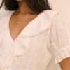 White Floral Broderie Ruffle Trim Top