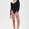 Iconic Compression Long Sleeve Bodysuit - Thong - Black / M